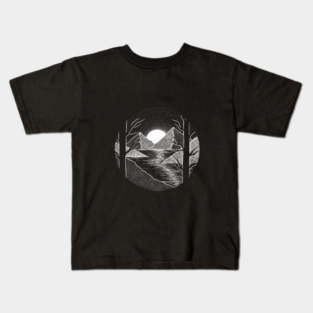 Midnight Lake Kids T-Shirt by NorthAnima